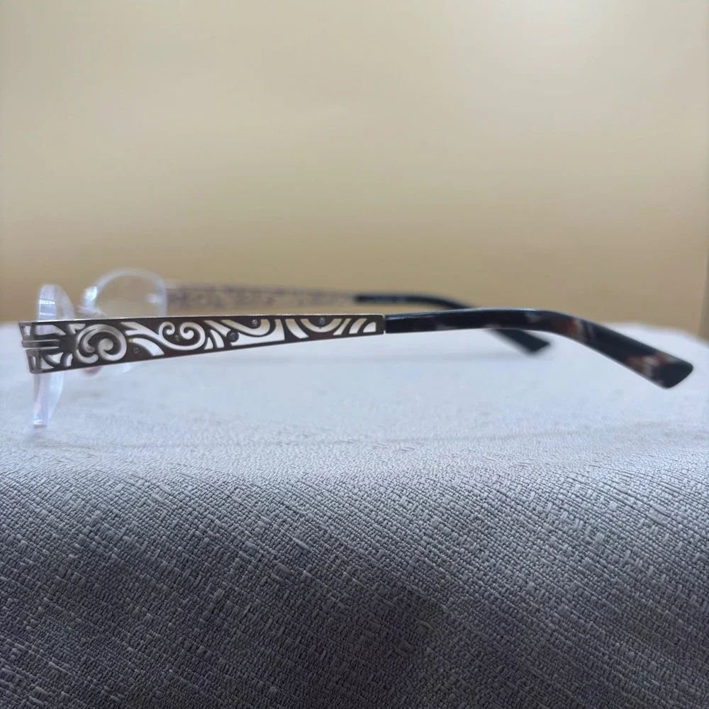 Y2K Office Siren Rimless Filigree Eyeglasses Bronze Brown NR 339 BRN 53-17-135